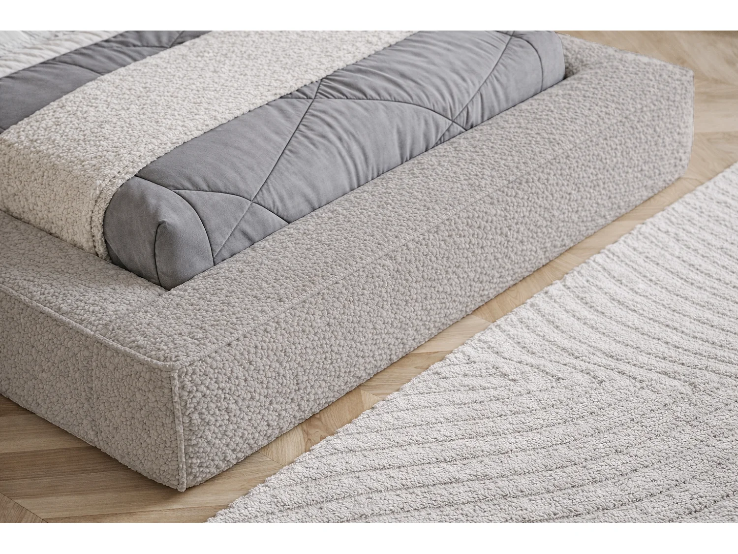 Polsterbett 140x200 Karano mit Bettkasten - Metall-Lattenrost, Samtstoff - Hellgrau (Catch Me 24)