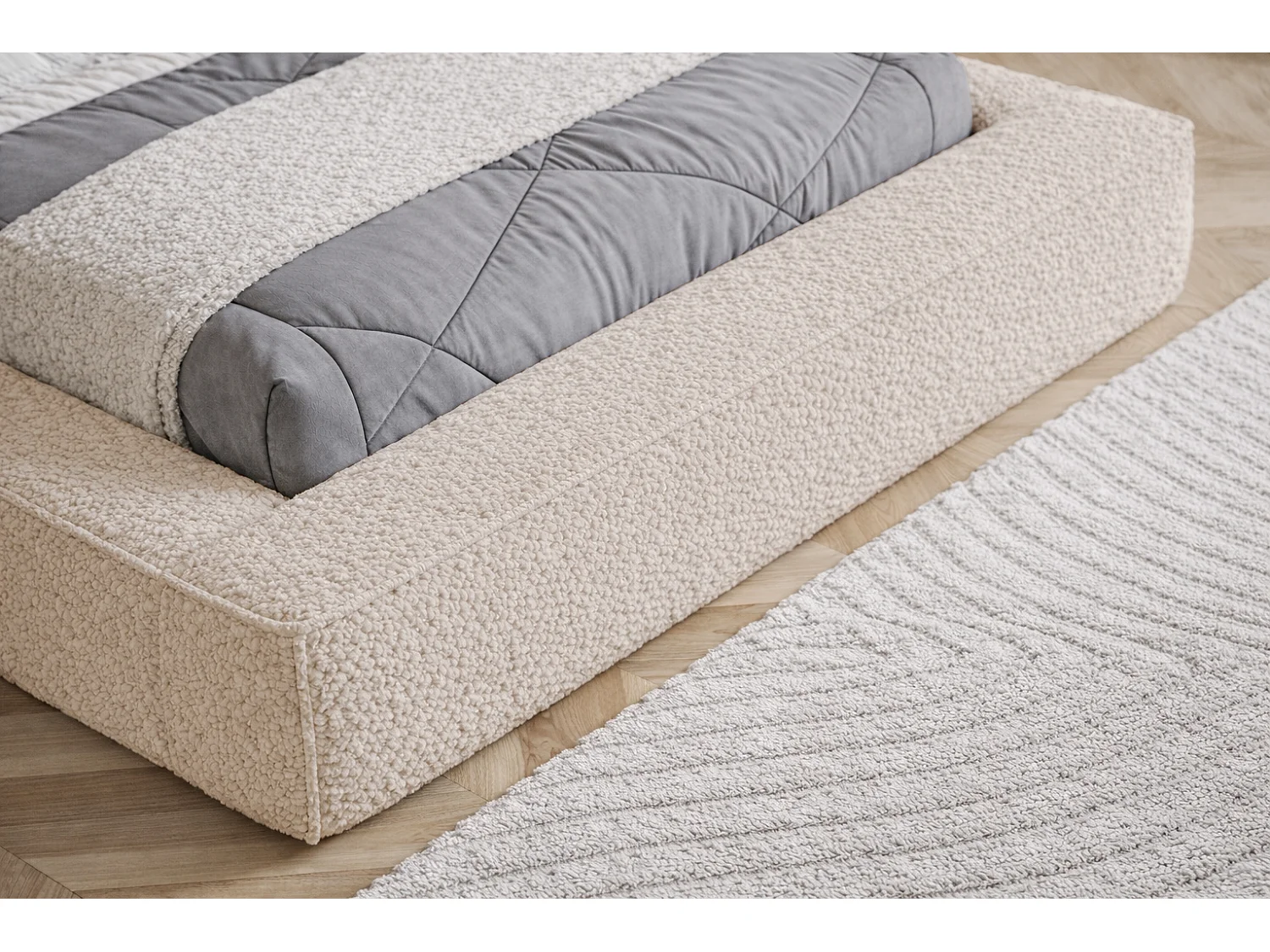 Polsterbett 160x200 Karano mit Bettkasten - Lattenrost, Samtstoff - Beige (Catch Me 2)