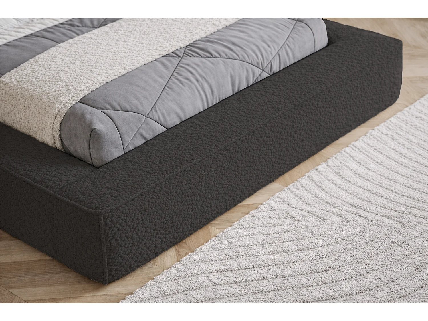 Polsterbett 160x200 Karano mit Bettkasten - Metall-Lattenrost, Samtstoff - Schwarz (Catch Me 27)