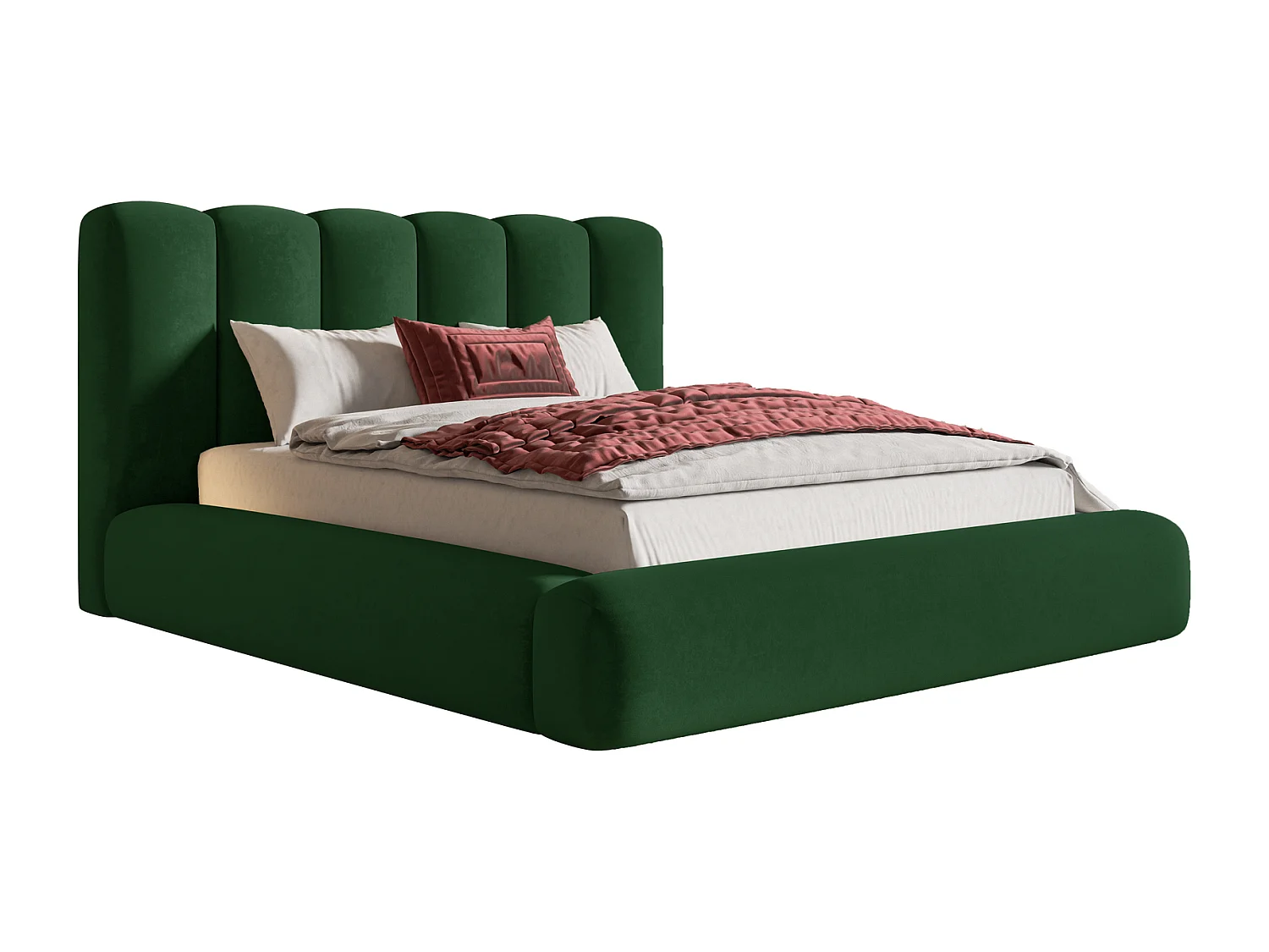 Gestoffeerd bed 140x200 Lumaro met opbergruimte - lattenbodem, Groen (Amor Velvet 4311)