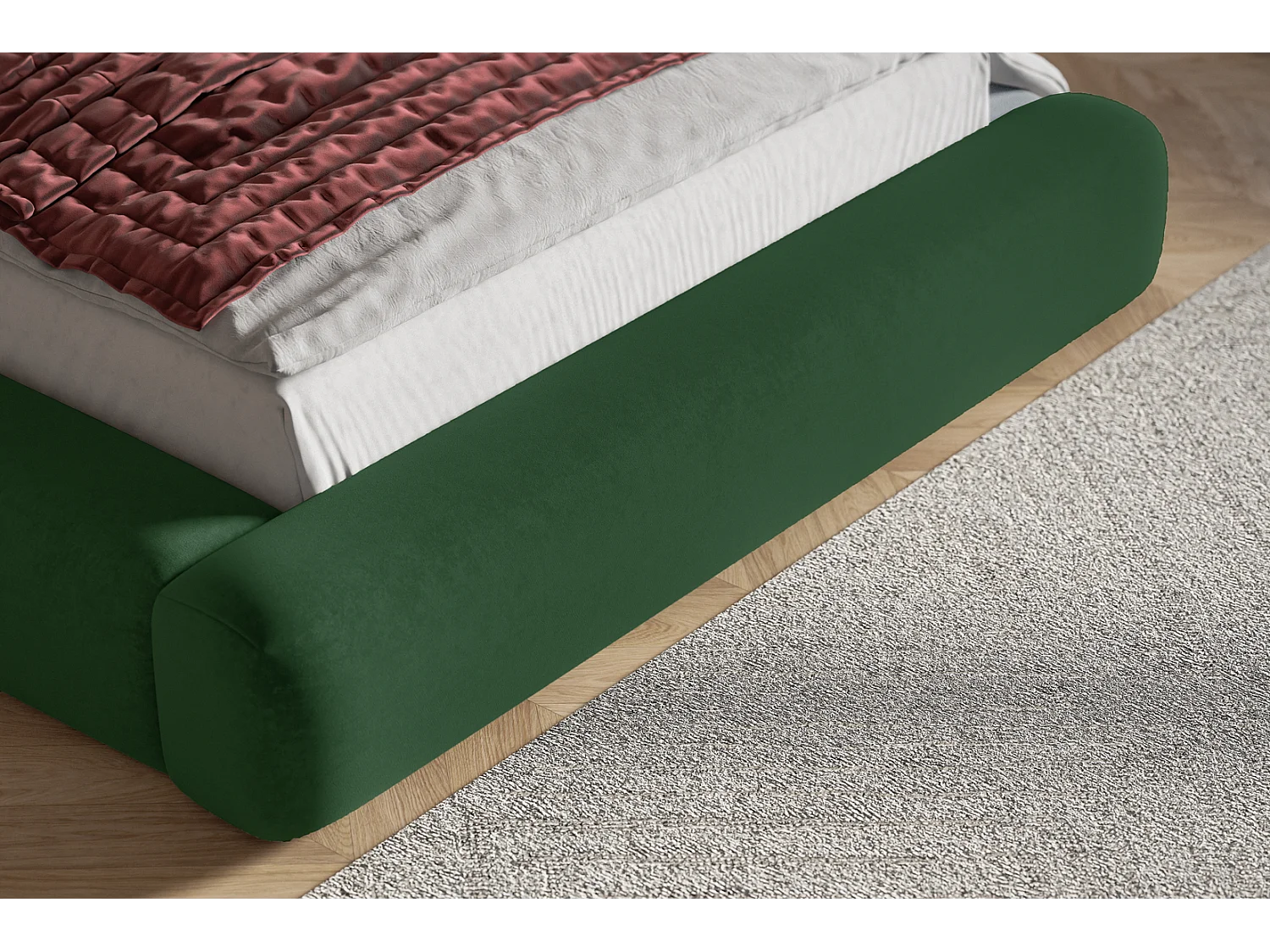 Gestoffeerd bed 140x200 Lumaro met opbergruimte - lattenbodem, Groen (Amor Velvet 4311)