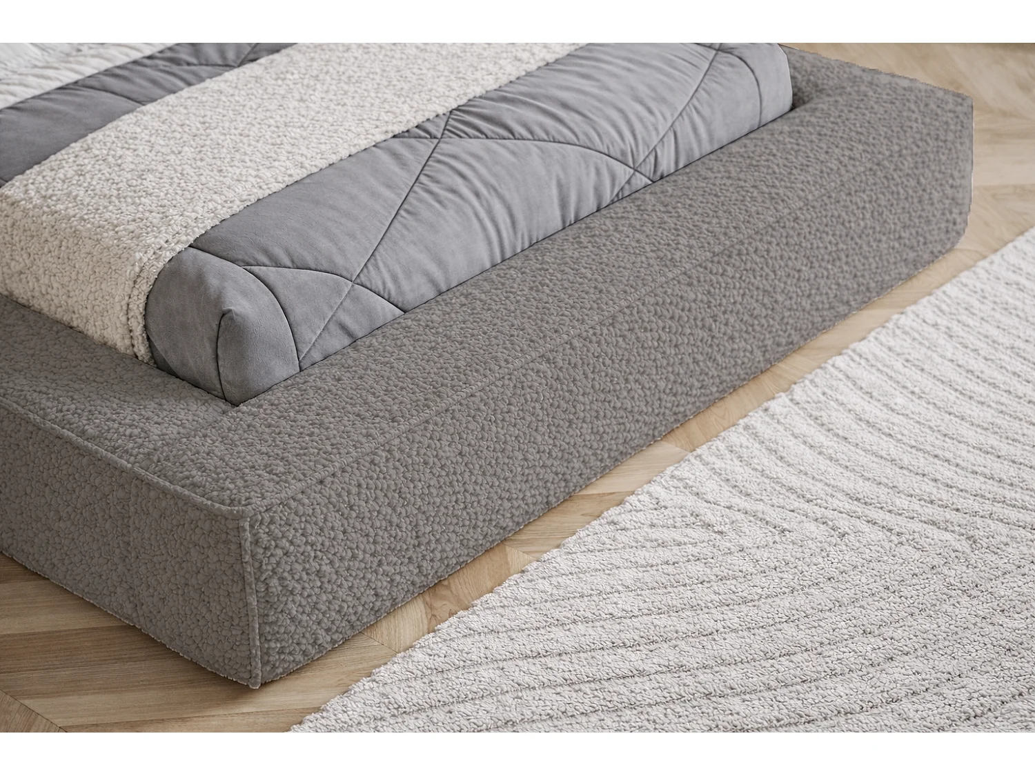 Polsterbett 180x200 Karano mit Bettkasten - Lattenrost, Samtstoff - Grau (Catch Me 25)