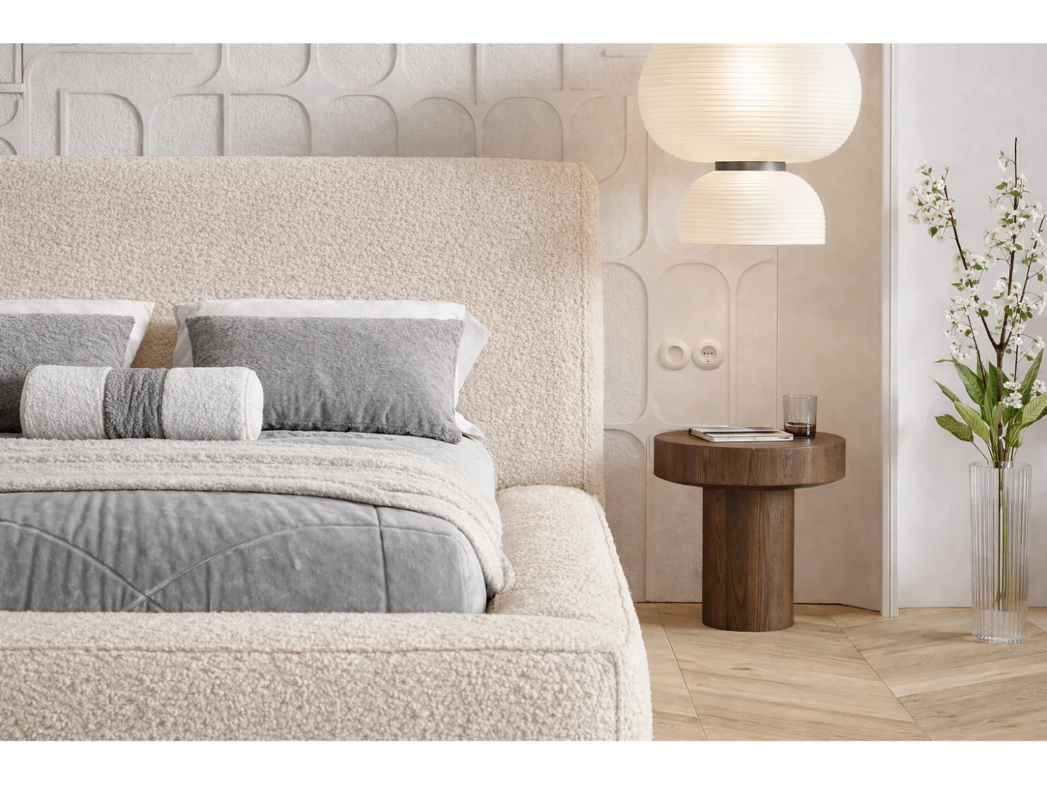 Polsterbett 180x200 Karano mit Bettkasten - Lattenrost, Samtstoff - Beige (Catch Me 2)