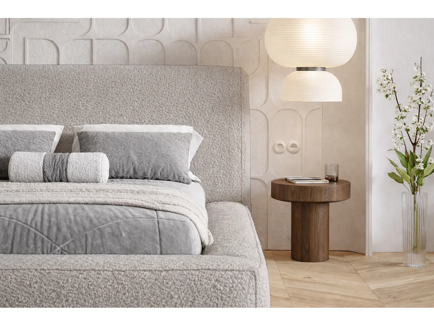 Polsterbett 160x200 Karano mit Bettkasten - Lattenrost, Samtstoff - Hellgrau (Catch Me 24)