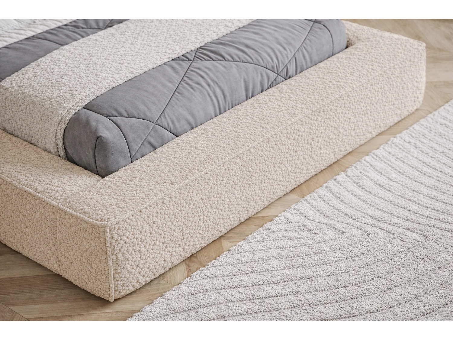 Polsterbett 160x200 Karano mit Bettkasten - Metall-Lattenrost, Samtstoff - Beige (Catch Me 2)