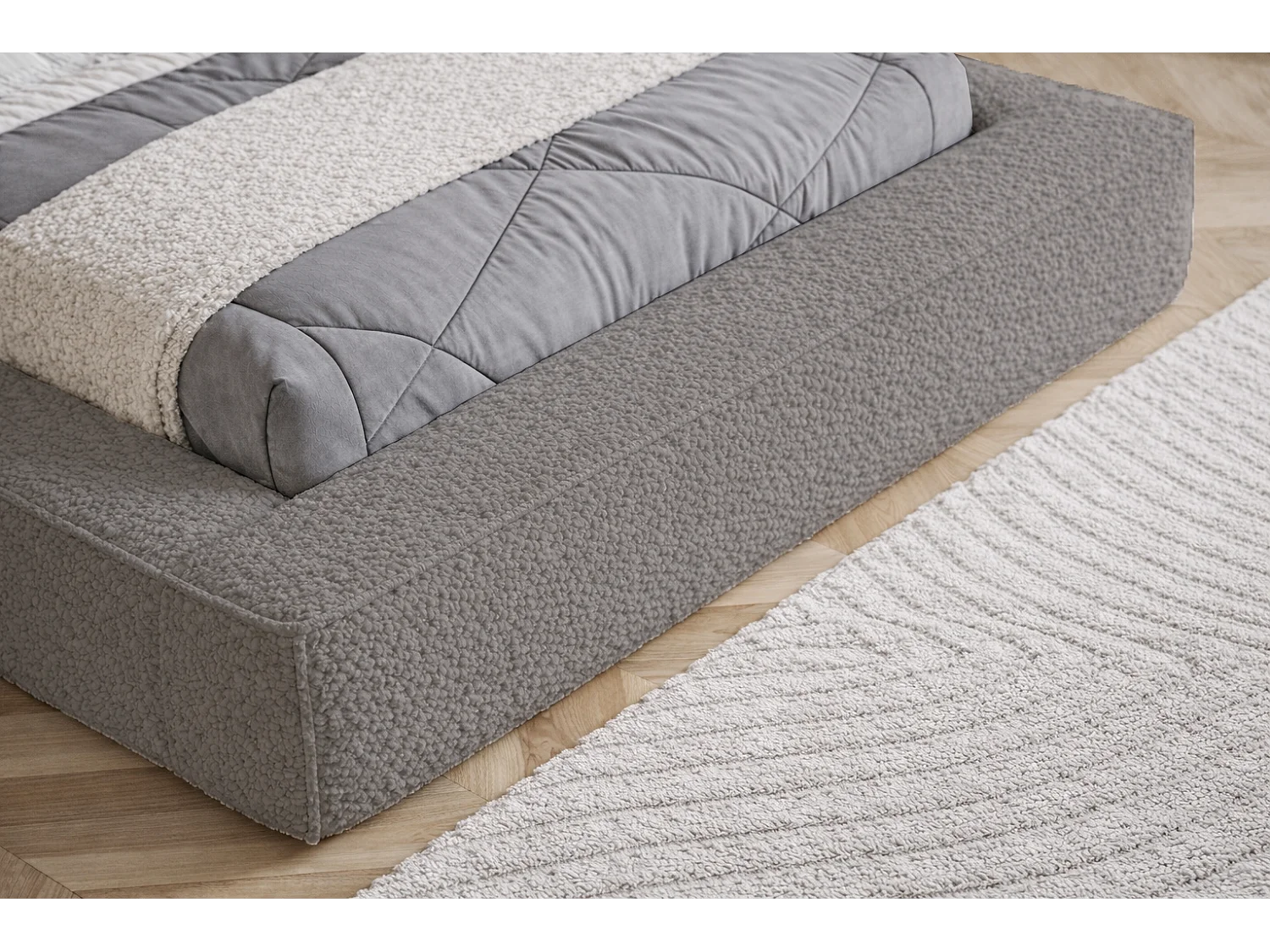 Polsterbett 140x200 Karano mit Bettkasten - Lattenrost, Samtstoff - Grau (Catch Me 25)