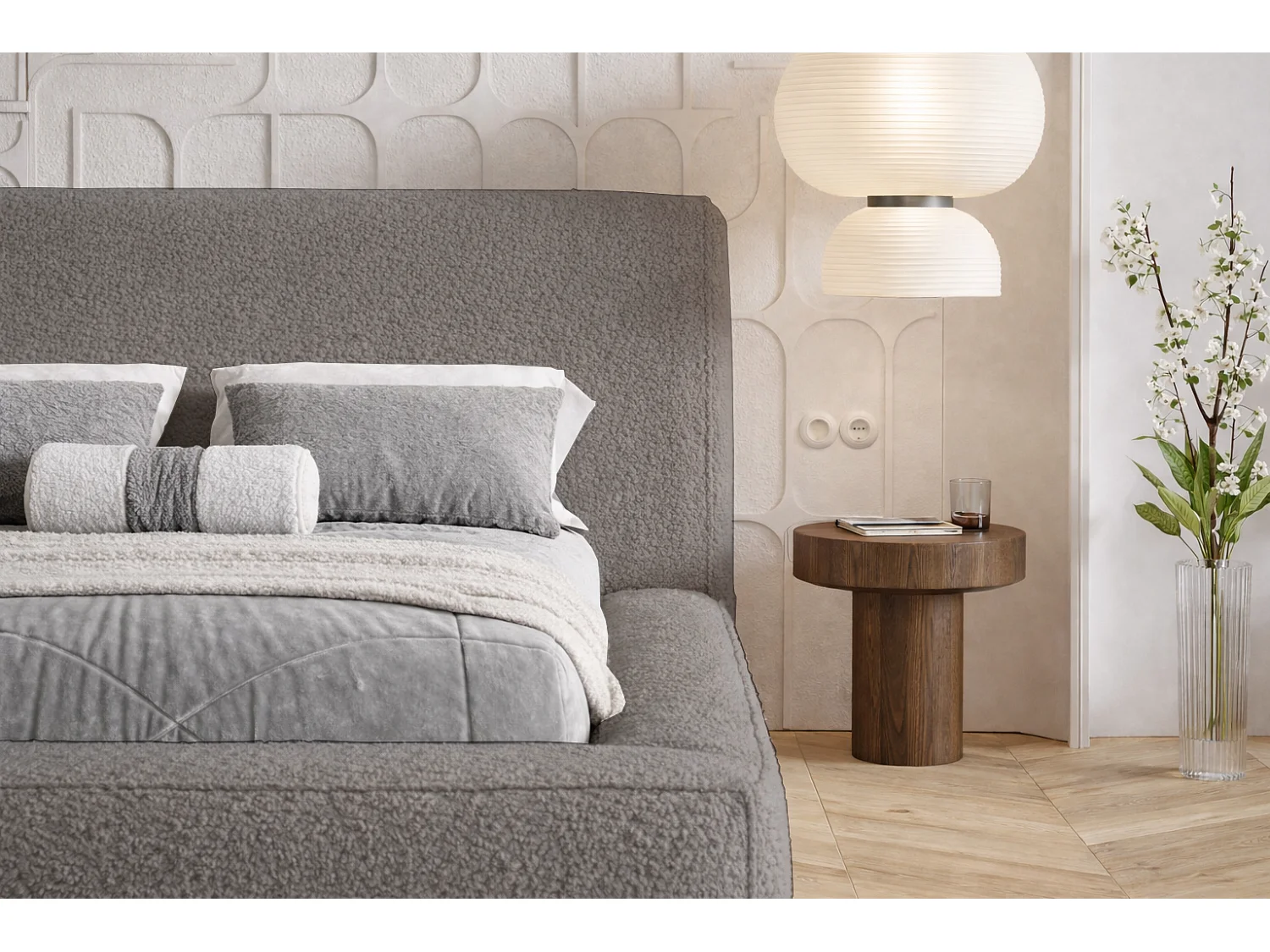 Polsterbett 140x200 Karano mit Bettkasten - Metall-Lattenrost, Samtstoff - Grau (Catch Me 25)