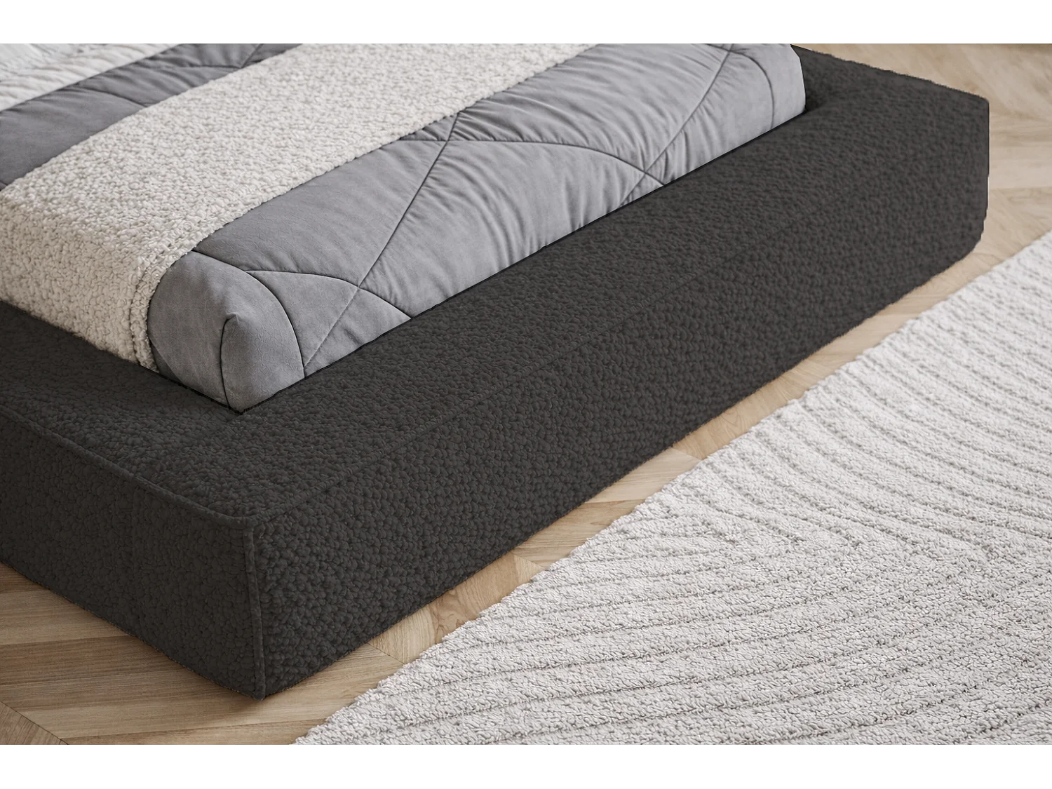 Polsterbett 140x200 Karano mit Bettkasten - Metall-Lattenrost, Samtstoff - Schwarz (Catch Me 27)