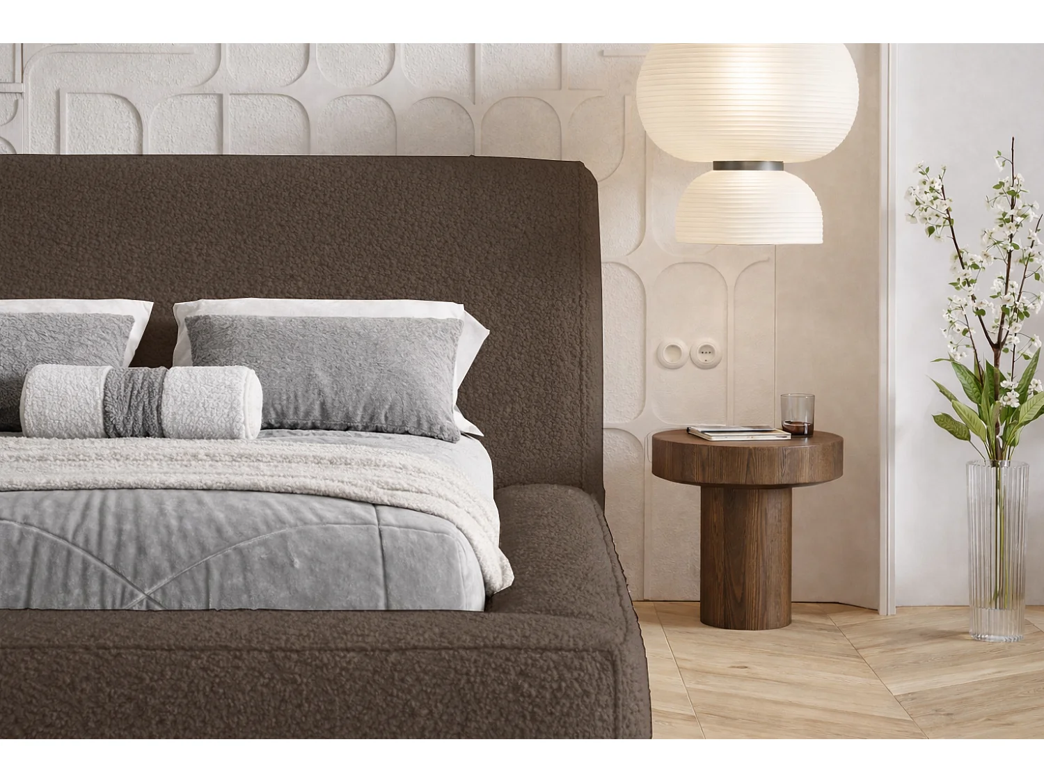 Polsterbett 180x200 Karano mit Bettkasten - Lattenrost, Samtstoff - Braun (Catch Me 6)