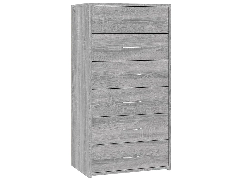 Buffet avec 6 tiroirs Sonoma gris 50x34x96 cm Bois d'ingénierie