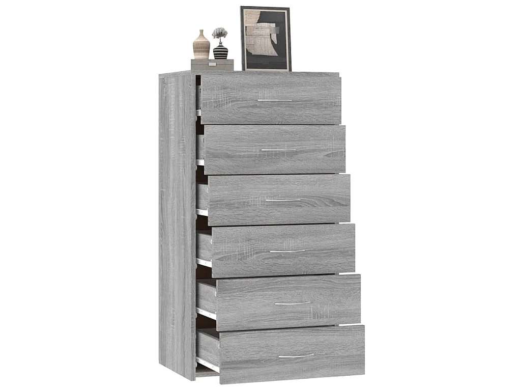 Buffet avec 6 tiroirs Sonoma gris 50x34x96 cm Bois d'ingénierie