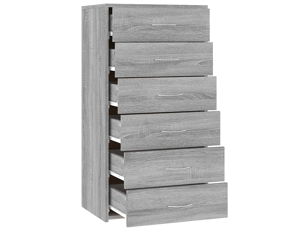 Buffet avec 6 tiroirs Sonoma gris 50x34x96 cm Bois d'ingénierie