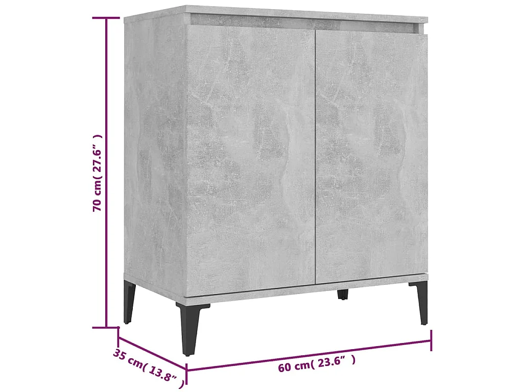 Buffet gris béton 60x35x70 cm bois d'ingénierie