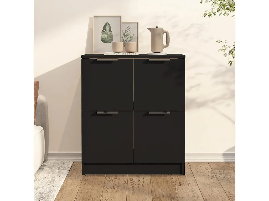 Buffet noir 60x30x70 cm bois d'ingénierie