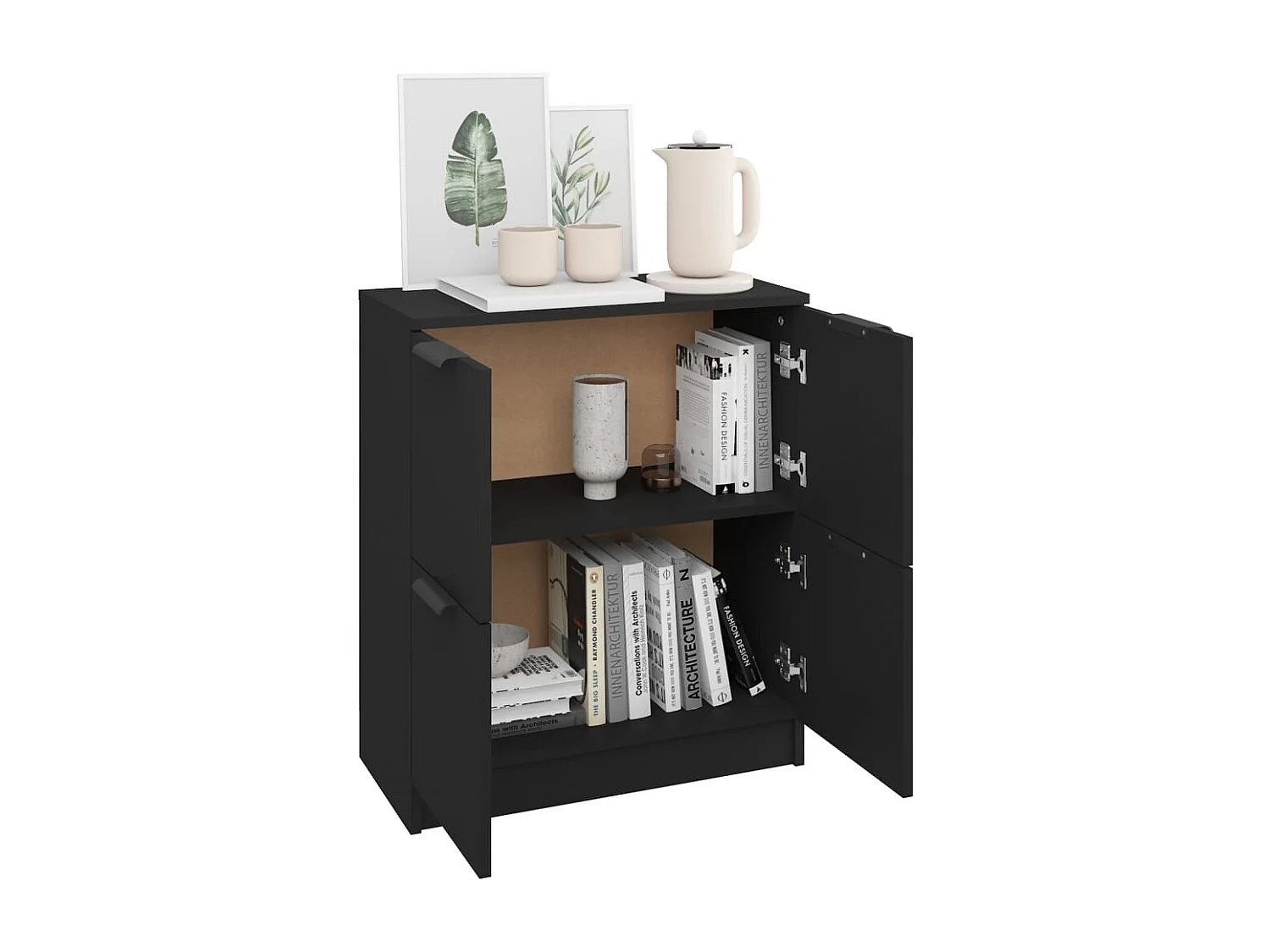 Buffet noir 60x30x70 cm bois d'ingénierie