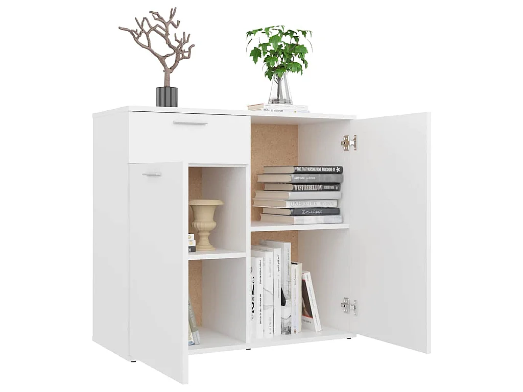Buffet blanc 80x36x75 cm bois d'ingénierie