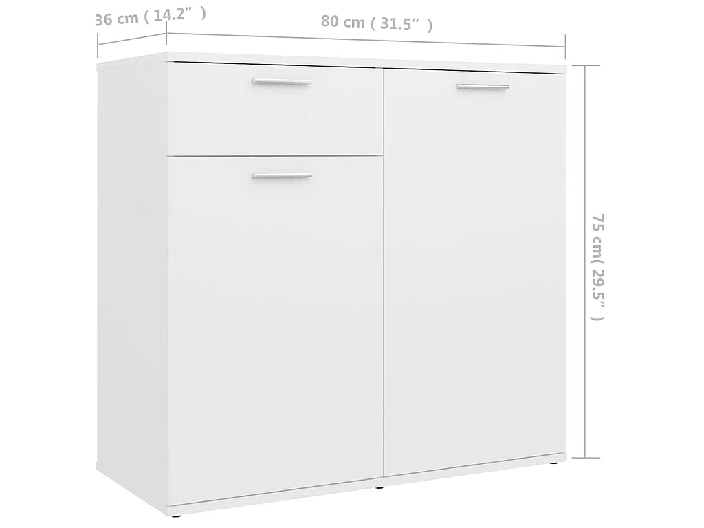 Buffet blanc 80x36x75 cm bois d'ingénierie
