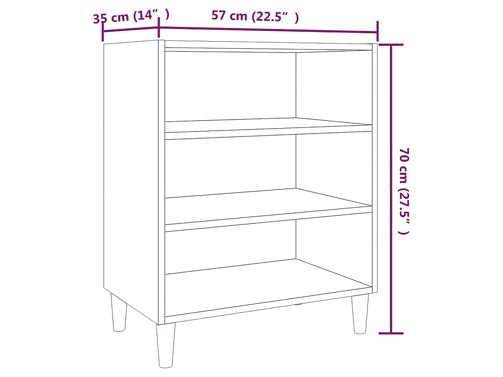 Buffet chêne marron 57x35x70 cm bois d'ingénierie