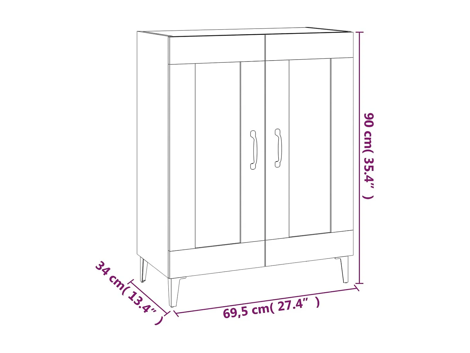Dressoir 69,5x34x90 cm bewerkt hout zwart