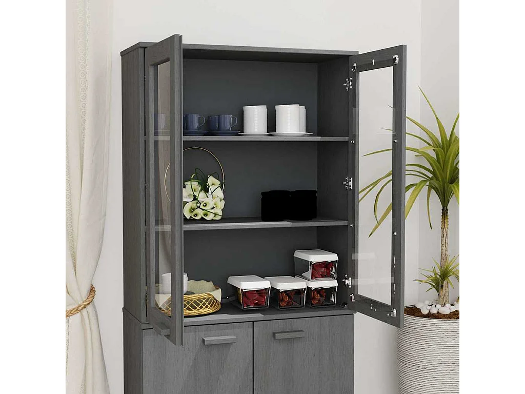 Opzetkast HAMAR 85x35x100 cm massief grenenhout donkergrijs