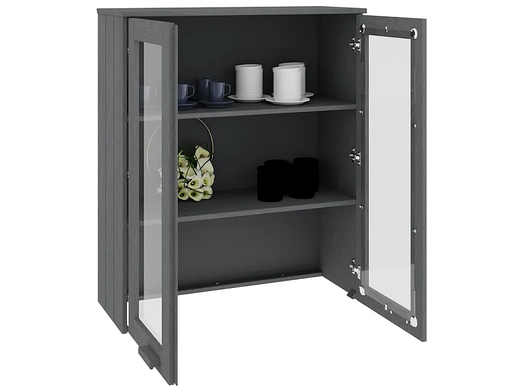 Opzetkast HAMAR 85x35x100 cm massief grenenhout donkergrijs