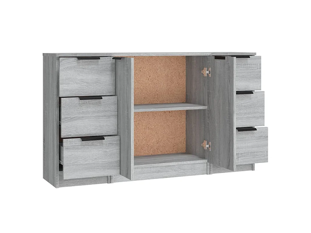 Buffets 3 pcs Sonoma gris Bois d'ingénierie