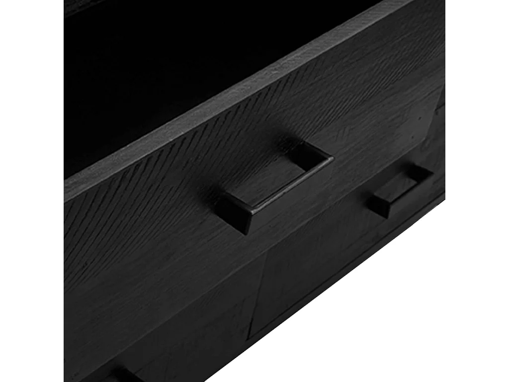 Credenza Nera 110x35x70 cm in Legno Massello di Pino