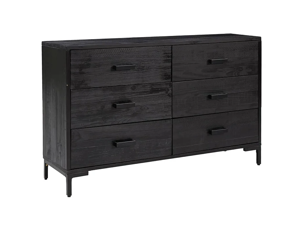 Buffet Noir 110x35x70 cm Bois de pin massif
