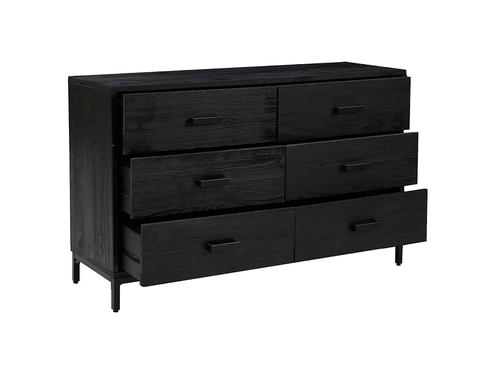 Buffet Noir 110x35x70 cm Bois de pin massif