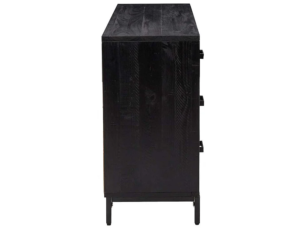 Buffet Noir 110x35x70 cm Bois de pin massif