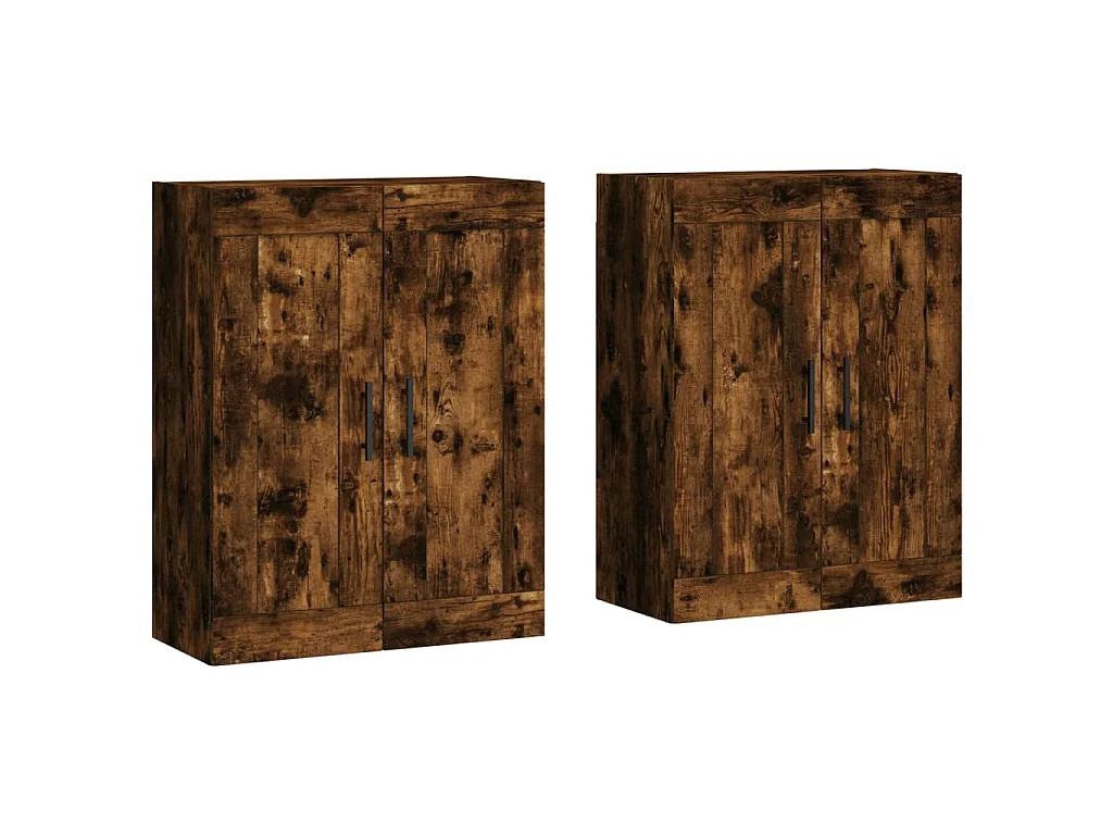 Armoires murales 2 pcs chêne fumé bois d'ingénierie