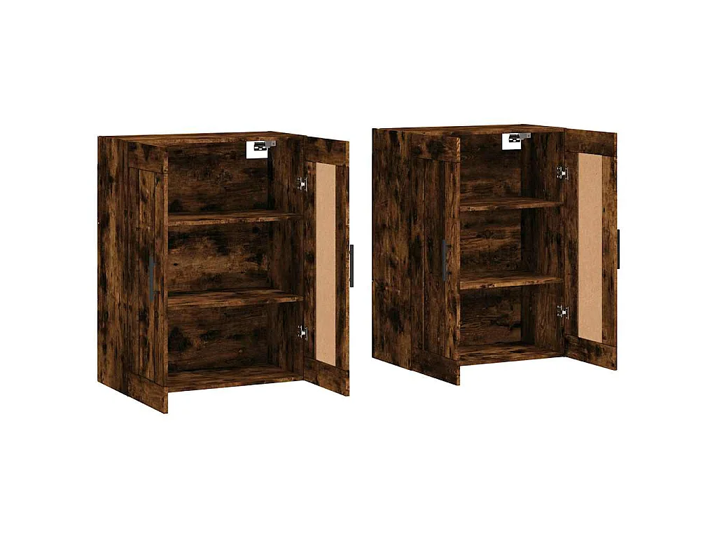Armoires murales 2 pcs chêne fumé bois d'ingénierie