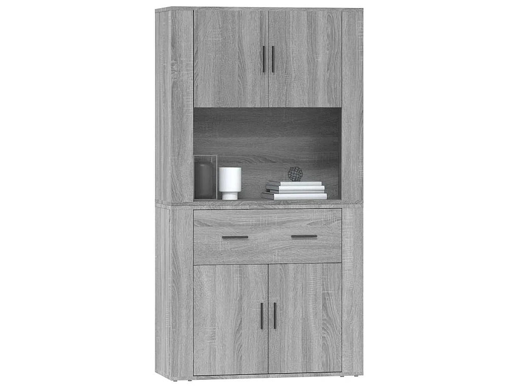 Hoge kast bewerkt hout grijs sonoma eikenkleurig