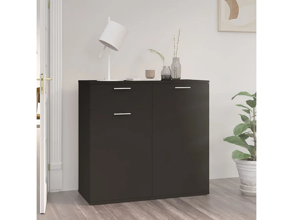 Dressoir 80x36x75 cm bewerkt hout zwart