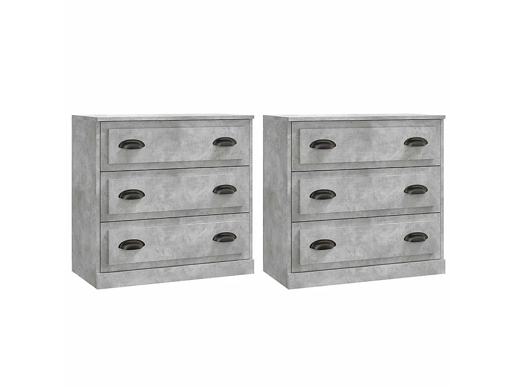 Buffets 2 pcs gris béton bois d'ingénierie