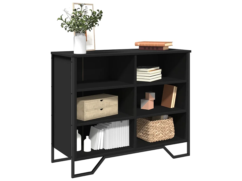 Buffet noir 91x35,5x74,5 cm bois d’ingénierie
