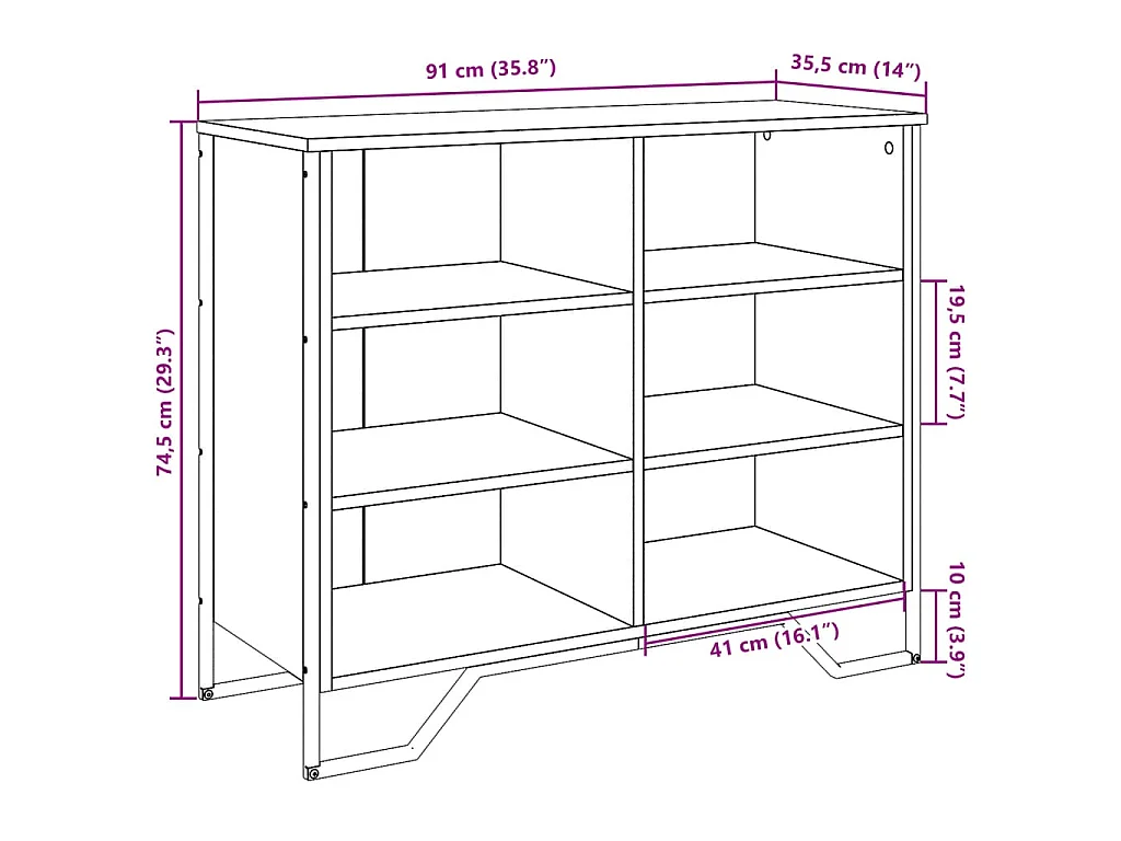 Buffet noir 91x35,5x74,5 cm bois d’ingénierie