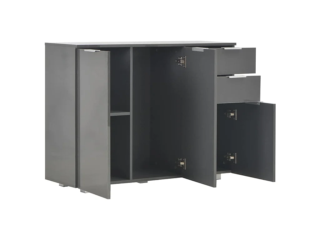 Dressoir 107x35x80,5 cm hoogglans grijs