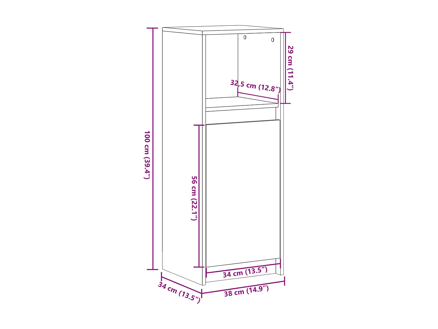 Buffet avec LED blanc 38x34x100 cm bois d'ingénierie