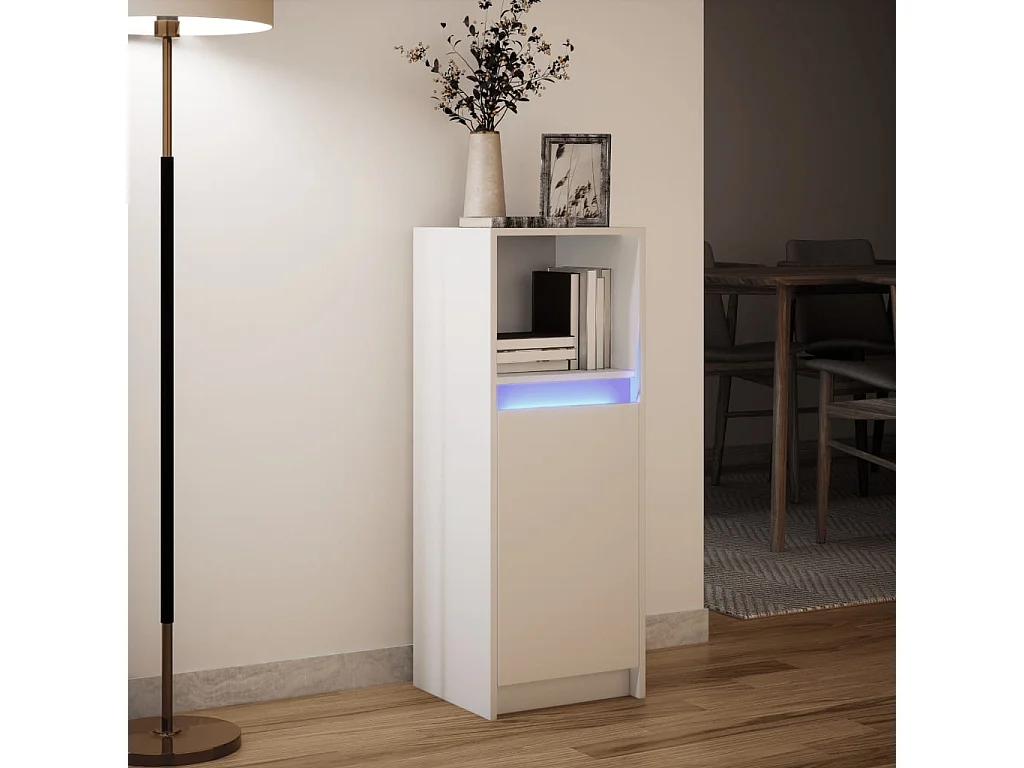 Buffet avec LED blanc 38x34x100 cm bois d'ingénierie
