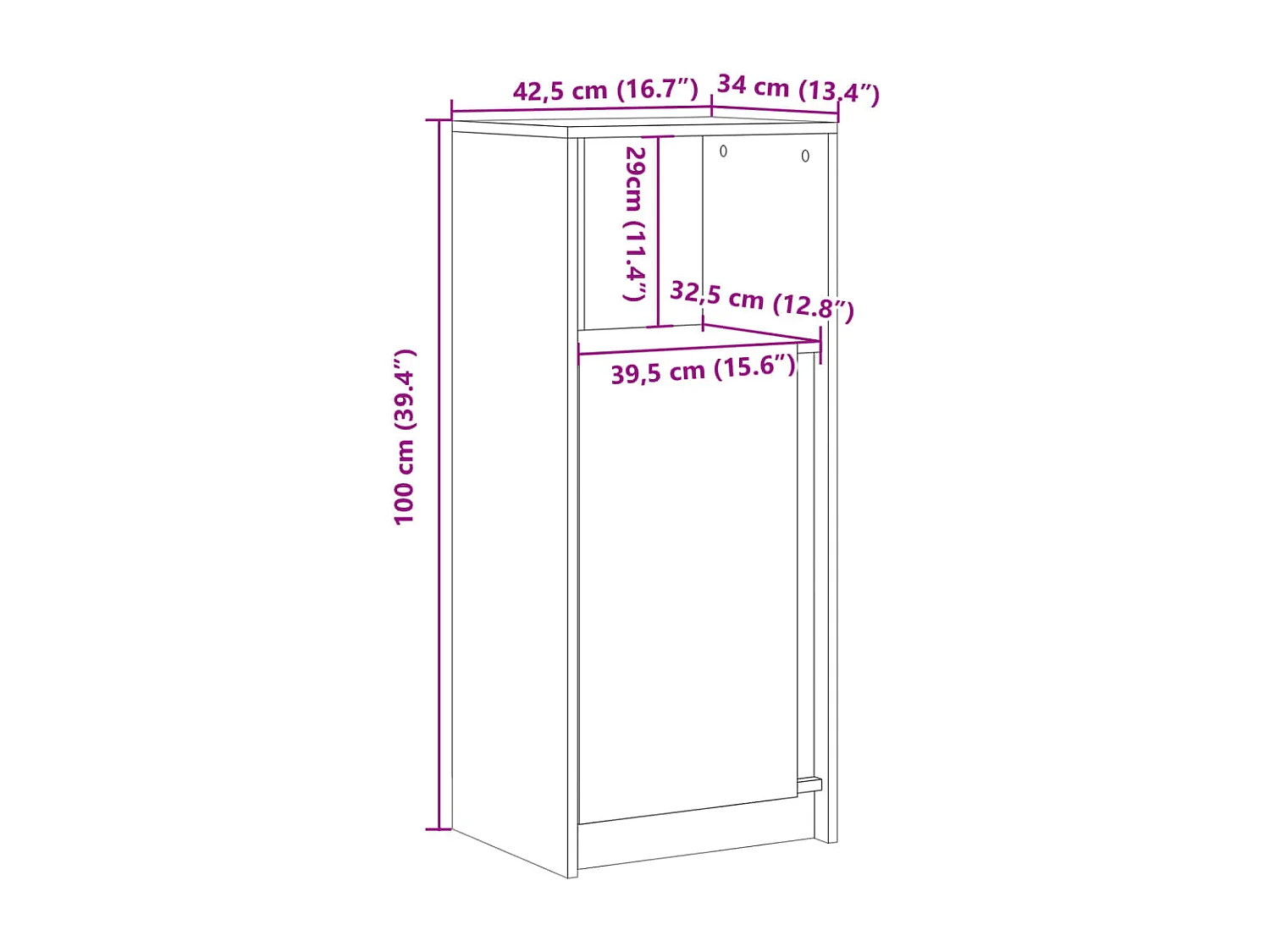 Buffet avec LED sonoma gris 42,5x34x100 cm bois d'ingénierie