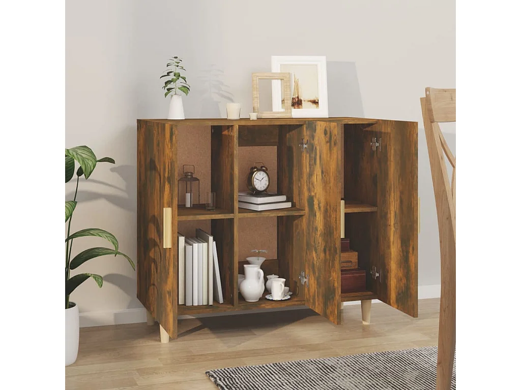 Dressoir 90x34x80 cm bewerkt hout gerookt eikenkleurig