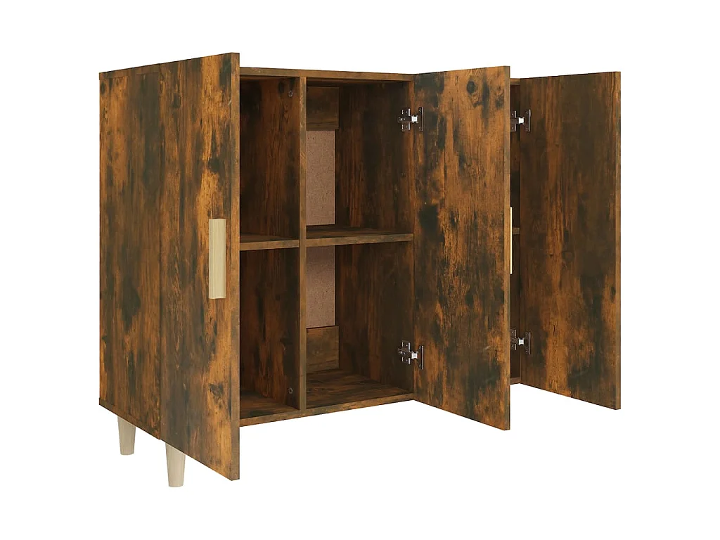 Dressoir 90x34x80 cm bewerkt hout gerookt eikenkleurig