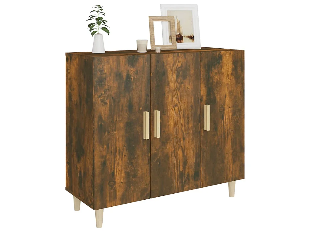 Dressoir 90x34x80 cm bewerkt hout gerookt eikenkleurig