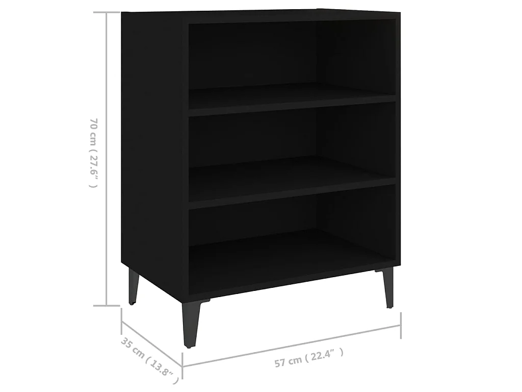 Buffet noir 57x35x70 cm bois d’ingénierie