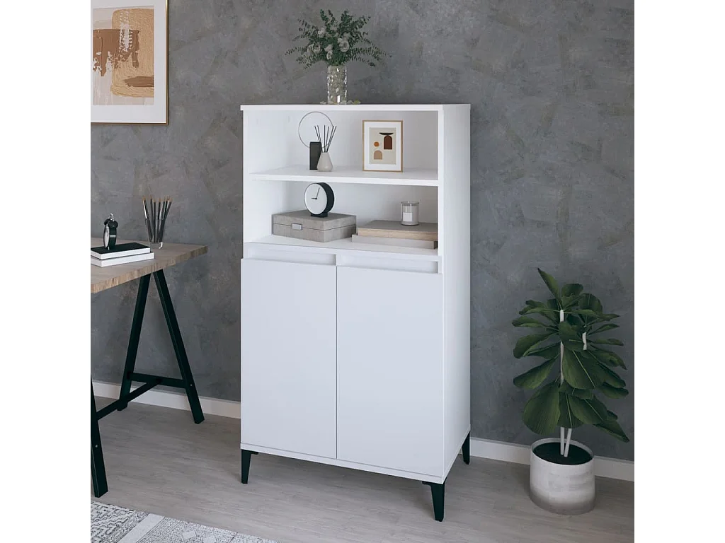 Buffet haut Blanc 60x36x110 cm Bois d'ingénierie