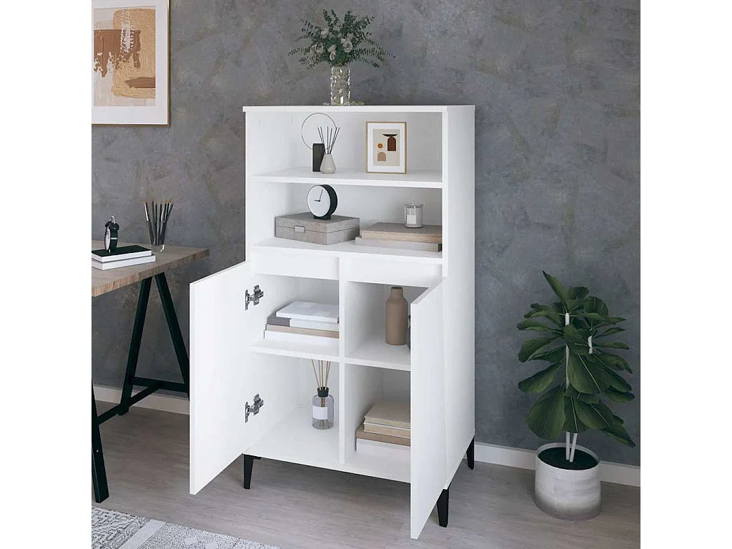 Buffet haut Blanc 60x36x110 cm Bois d'ingénierie
