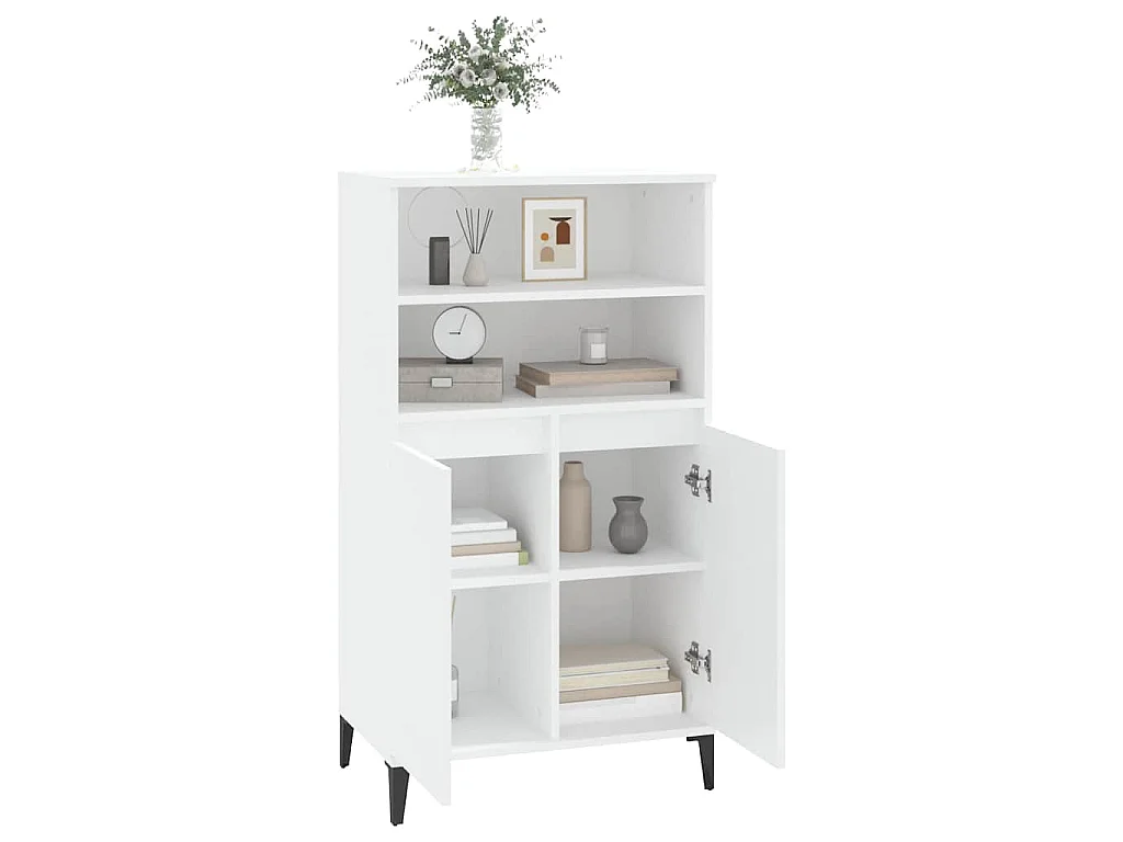 Buffet haut Blanc 60x36x110 cm Bois d'ingénierie