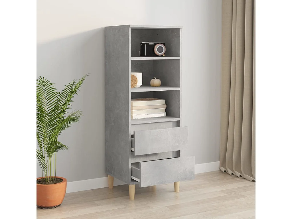 Buffet haut Gris béton 40x36x110 cm Bois d'ingénierie