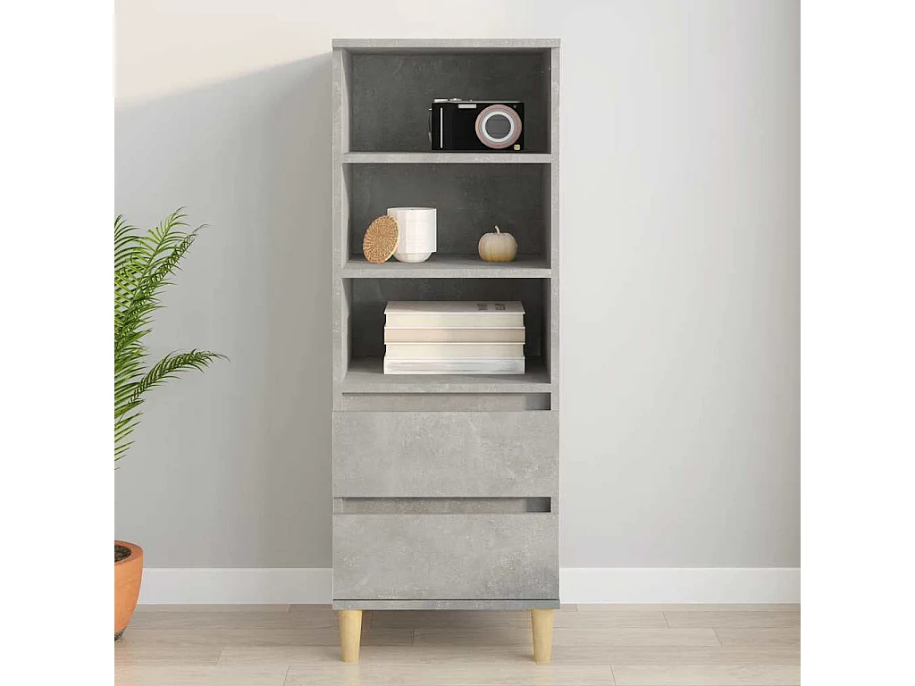 Buffet haut Gris béton 40x36x110 cm Bois d'ingénierie